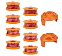 Bobine Rechange Pour Worx Cortadores, Cabezal Desbrozadora 3 M Comprimento, ø 1,65 Mm, WA0010, WA0004 Pour Desbrozadora Worx (8 Bobina + 2 Cobertura)