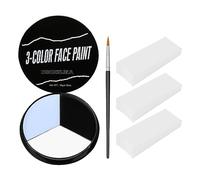 BOBISUKA Face Paint Negro Blanco Gris+3 Esponjas+Pincel, Body Painting para Halloween, Carnaval, Teatral, Zombie, Maquillaje Efectos Especiales
