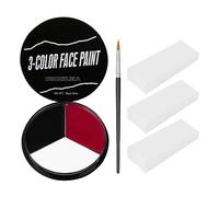 BOBISUKA Face Paint Negro Blanco Rojo+3 Esponjas+Pincel, Body Painting para Halloween, Carnaval, Teatral, Zombie, Maquillaje Efectos Especiales