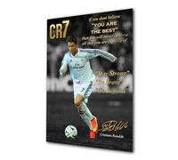 Boblet Posters Póster grande A3 sin marco Cristiano Ronaldo CR7 dorado motivacional leyenda del fútbol con firma (copia) citas doradas inspiradoras