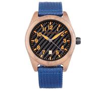 BOBO BIRD Reloj de madera casual y de negocios con correa de nailon, esfera de fibra de carbono, movimiento de cuarzo japonés, reloj de madera, ligero, visualización de fecha, varios colores, Azul
