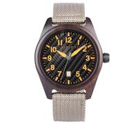 BOBO BIRD Reloj de madera casual y de negocios con correa de nailon, esfera de fibra de carbono, movimiento de cuarzo japonés, reloj de madera, ligero, visualización de fecha, varios colores, Gris