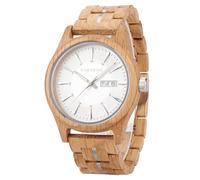 BOBO BIRD Reloj de madera para hombre con movimiento de cuarzo, visualización de fecha y semana, relojes de madera de 44 mm para hombre, Blanco, Casual