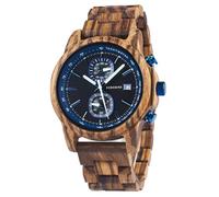 BOBO BIRD Reloj de madera para hombres y mujeres, ultraligero, 50 g, manecillas luminosas, cronógrafo, fecha, casual, regalo de negocios, Azul, Casual