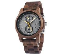 BOBO BIRD Reloj de madera para hombres y mujeres, ultraligero, 50 g, manecillas luminosas, cronógrafo, fecha, casual, regalo de negocios, Gris, Casual