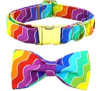 Bobo Rainbow Collar de perro arcoíris, collar de rayas arcoíris para el mes del orgullo LGBT, collar de perro para niñas o niños, collar ajustable para perros pequeños, medianos y grandes