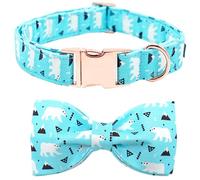 Bobo Rainbow Collar para perro, collar de perro con lazo con patrón de oso azul, collar para mascotas, lindo corbatín, collares suaves para perros pequeños con hebilla de metal
