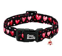 Bobo Rainbow Collares para perro, collar de perro con estampado de corazón rojo de San Valentín, negro, duradero, ajustable, collar de perro con colgante de plástico para perros grandes