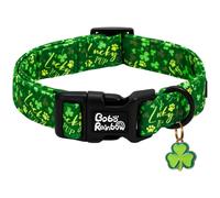 Bobo Rainbow Collares para perro, cómodo collar de algodón con letra de trébol de San Patricio, collar de perro duradero y ajustable con hebilla de plástico de liberación rápida para perros medianos
