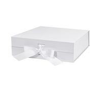 Bobobag Caja de regalo grande de 10.5 pulgadas con tapa magnética y cinta para el día de la madre, día de San Valentín, cumpleaños, regalos de novia, bodas, bricolaje, etc. (grande, blanco)