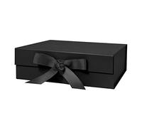 Bobobag Caja de regalo grande de 10.5 pulgadas con tapa magnética y cinta para Navidad, día de San Valentín, cumpleaños, regalos de novia, bodas, bricolaje, etc. (grande, negro)