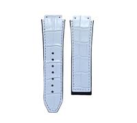 BoBoHome 25x19mm Correa Cuero Genuino Duradera Reemplazo, Correa Reloj Cuero Joven Prueba Abrasión para HUB-LOT B-I-G B-A-N-G Fu-sion Series-Blanco