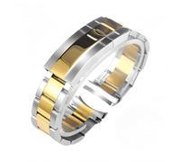 BoBoHome Bandas Reloj con Bisagra Despliegue Premium Metal Liberto Rápido Masivo Enlace Ajustable para Rolex Submariner Deepsea-20mm Oro Plata
