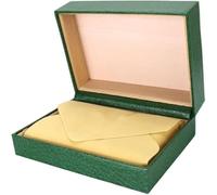 BoBoHome Caja de Almacenamiento de Relojes a Prueba de Polvo de Madera Natural Clásica de Cuero Verde, Caja de Tapa Plegable y Soporte de Relojes Ecológicos para Rolex