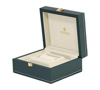 BoBoHome Caja de Reloj de Madera Rústica de Cuero Verde Oscuro, Que Se Siente Forrado con Estuche de Reloj de Metal para Rolex Sea Dweller
