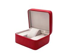 BoBoHome Caja de Reloj Sólida de Cuero Rojo Vintage Resistente a Arañazos, Tapa Plegable y Pantalla de Reloj Forrada de Terciopelo para Omega