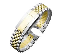 BoBoHome Correa de Reemplazo Metal Sólido Hombres Accesorio de Reloj, Hebilla Plegable para Rolex Sky-Dweller-Plata Oro 20MM