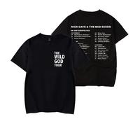 BOBOKK Nick Cave The Bad Seeds Camisetas Estampadas, Moda Suelta Casual Manga Corta Camisetas,Negro,XS