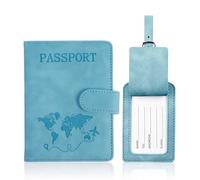 BOBOPACK Portadocumentos Funda para Pasaporte de Piel de PU con Compartimentos Adicionales para Mayor Seguridad y ProteccióNcompacta y Ligeraideal para Viajeros y Hombres de Negociosazul Claro