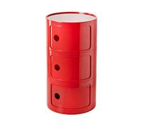 BOBORE Mesita de Noche Redonda con cajones, mesita de Noche pequeña, gabinete de Almacenamiento con Puerta corredera, Mesa Auxiliar Moderna for Sala de Estar, Dormitorio, baño, Oficina (Color : Rojo