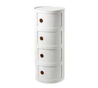 BOBORE Mesita de Noche Redonda con cajones, mesita de Noche pequeña, gabinete de Almacenamiento con Puerta corredera, Mesa Auxiliar Moderna for Sala de Estar, Dormitorio, baño, Oficina (Color : Milky