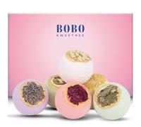 BoboSweeTree Juego de regalo de bomba de baño: 6 grandes flores reales de lujo naturales orgánicas de aceite esencial de burbujas para baño y ducha, regalos de cuidado para personas