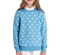 Boboyoyo Sweaters Cotton Kids Heart Sweater Valentn Valentn Varnica ropa de adolescencia Cuello Topla Topla larga azul claro azul