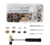 BOBOZAN Juego de 30 cierres de presión de 12,5 mm, cierres de latón con herramientas y martillo, botones de presión de 2 colores, sin costura, para ropa, chaquetas, cuero, jeans, bolsas