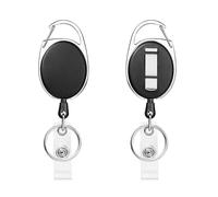 BOBOZHONG 2 Piezas Llavero Retráctil, Retráctil Metal Clip Tarjeta y Clip de Cinturon con Cordón de Nylon Extensible