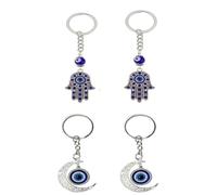 BOBOZHONG Amuleto de Vidrio Turco Llavero de Ojo Azul, 4 Piezas de Buena Suerte, Mal de Ojo para Coche, Decoraciones de Feng Shui