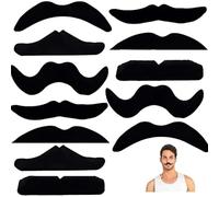 BOBOZHONG Bigotes Postizos,12 Piezas Bigotes Falsos Adhesivos,Disfraz de Barba Falsa,para Halloween Fiestas de MáScaras,Fiestas de CumpleañOs,EspectáCulos de Disfraces