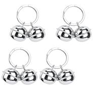 BOBOZHONG Campanillas de Collar de Perros,4 pcs Cachorro Decoración de Campanas campanas de gato con llaveros para Gato Campanas Colgantes de Collar de Mascotas Plateado