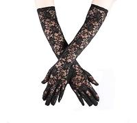 BOBOZHONG Guantes Largos de Encaje,Guantes de Novia Largo Estampado Guantes de Encaje Mujer Boda Opera Guantes Damas Accesorios