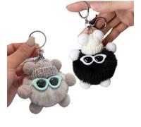 BOBOZHONG Llavero de Peluche,2 Piezas Llaveros de Coche con Bonito Peluche Suave Pompom Amuleto de la Suerte,Decoración de Bolsos,para Dama,Chica