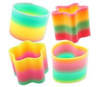 BOBOZHONG Magic Slinky Rainbow,4PCS Mini Rainbow Ring Resortes mágicos Ideal para Todos los niños, Fiestas Infantiles, Regalos, Bolsas de Fiesta, premios
