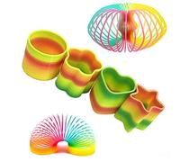 BOBOZHONG Magic Slinky Rainbow, 4PCS Piezas Circulo Arcoiris Resortes mágicos Ideal para Todos los niños, Fiestas Infantiles, Regalos, Bolsas de Fiesta, premios