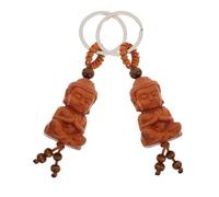 BOBOZHONG Pequeño llavero de Buda de madera,2 piezas Mini Buda amuleto de la suerte Buda de Madera Llavero Colgante de Buda Budismo Llavero,Budismo Llavero Chakra Yoga Regalo Figura