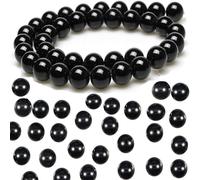 BOBOZHONG Perlas Negras,100 Piezas Cuentas de Vidrio Perla Holgada de Perla Suelta para la producción de Joyas de chaetting (10 mm)