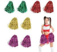 BOBOZHONG Pompones para Animadoras,8PCS Cheer Leader Poms Animadora Poms Pompones de Plástico para Animadoras para Reuniones Deportivas, Competiciones Deportivas,Celebraciones Navideñas