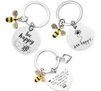 BOBOZHONG Regalo Maestro Llavero,3 piezas Regalo de acción de Gracias,llavero abeja,Bee Thank You Gift Keyring,Regalo del dia del Maestro Regalo para profesores de primaria y secundaria