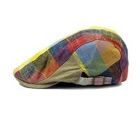 Bobury Hombres Color Lattice Cap Hat Boina Hat Ajustable Flat Top Boina Cap
