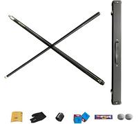 BOBVB Taco de Billar inglés articulado 1/2 con Fibra de Carbono, Carambola de Billar de 58 Pulgadas o Palo de Billar Punta de 9,5 mm/13 mm con Caja, Estuche y Juego de Tiza, para Jugadores de Tacos