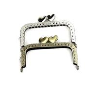 Boca De Lobo Para Bolsos Lote de 10 cierres metal con forma corazón y beso for bolso, 8,5 cm, en bronce o plata, relieve cuadrado(Mix colors)