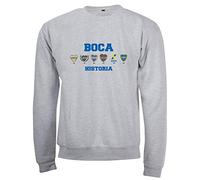 Boca Juniors - Sudadera de Cuello Redondo Boca Juniors Grey Historia Logos - Sudadera de Cuello Redondo - Unisex, Unisex Adulto, 5060672800433, Gris, Extra-Large