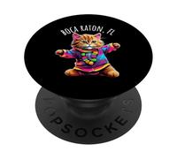 Boca Raton Florida USA divertido lindo colorido diseño de gato bailando PopSockets PopGrip Adhesivo