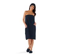 Boca Terry - Toalla de SPA para Mujer, 100% algodón, Toalla de SPA, Ducha, baño y Gimnasio con broches, Toalla para Mujer, Color Negro, Mediano/Grande
