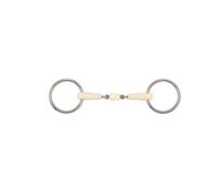 Bocado de caballo de 2 anillos con anillo de doble articulación desmontable + rodillo Soyo Happy mouth 105 mm