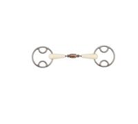 Bocado de caballo de 2 anillos con doble anillo de sellado + rodillo de cobre Soyo Happy mouth 115 mm