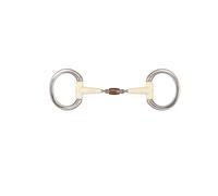 Bocado de oliva de doble anilla fina para caballos + rodillo de cobre Soyo Happy mouth "contour" 135 mm