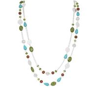 Bocar Collar Largo Mujer Bohemio Moderno Cuentas Cristal Madera Regalo | Collar largo bohemio y moderno con cuentas de cristal y madera, cadena de eslabones. Sin níquel ni plomo. Ideal para regalo